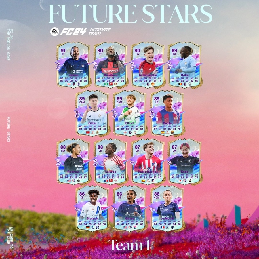 Jogadores da promo&ccedil;&atilde;o Future Stars 1 de EA SPORTS FC 24