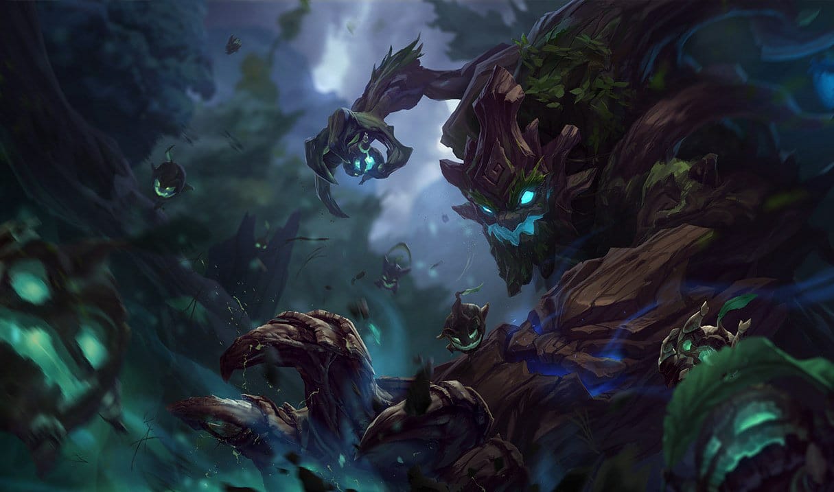 Imagem oficial do campe&atilde;o Maokai de League of Legends.