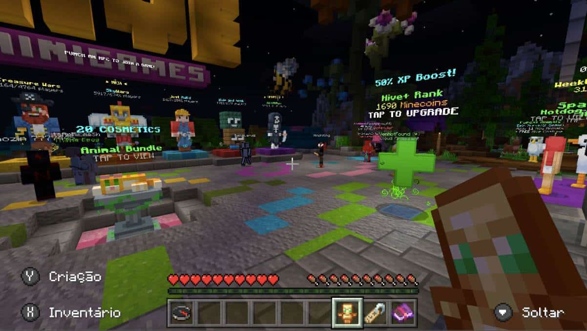 Imagem do Lobby Central de um servidor de Minecraft. Um dos servidores de Minecraft.