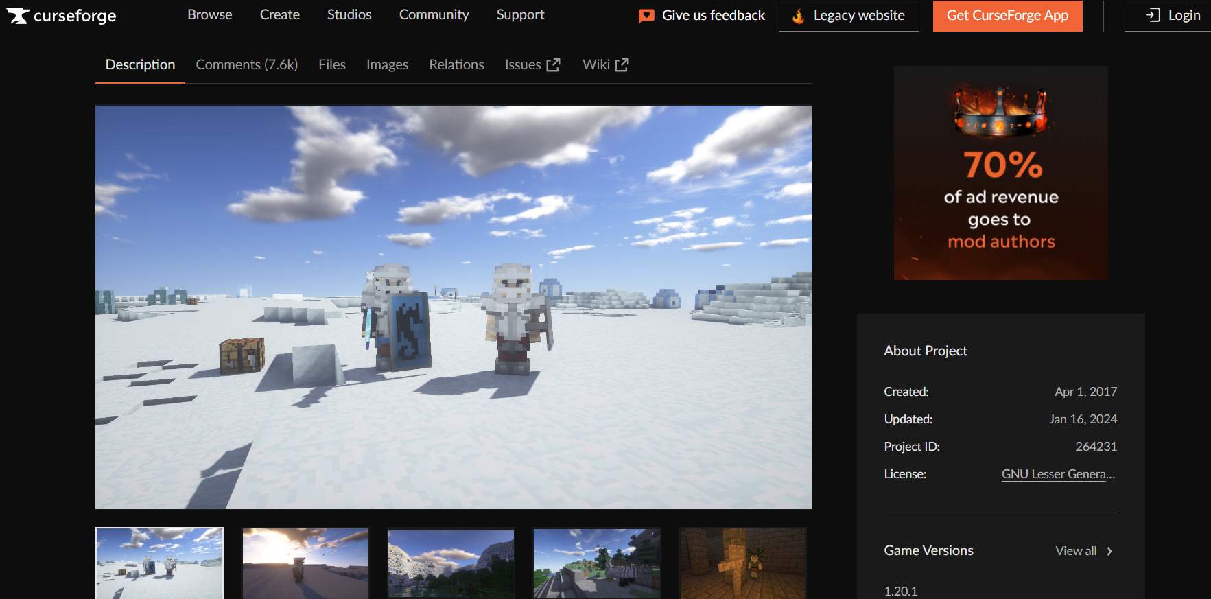 Imagem do mod Ice and Fire: Dragons, Minecraft Mods. (Divulga&ccedil;&atilde;o / Internet)