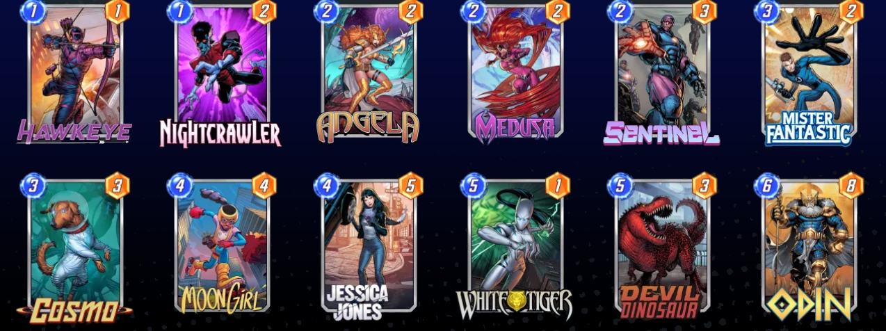 Imagem ilustrativa das cartas inclusas no deck Devil Dinosaur Pool 1.