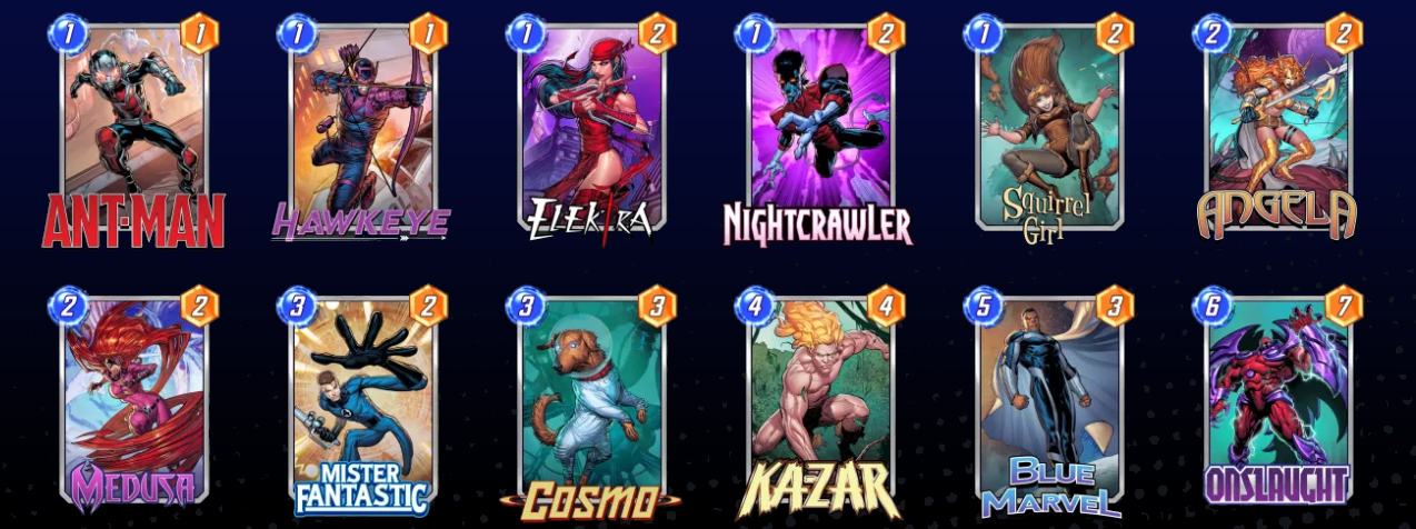 Cartas que fazem parte do deck "Mover" que o tornam um dos melhores Marvel Snap Decks Pool 1.