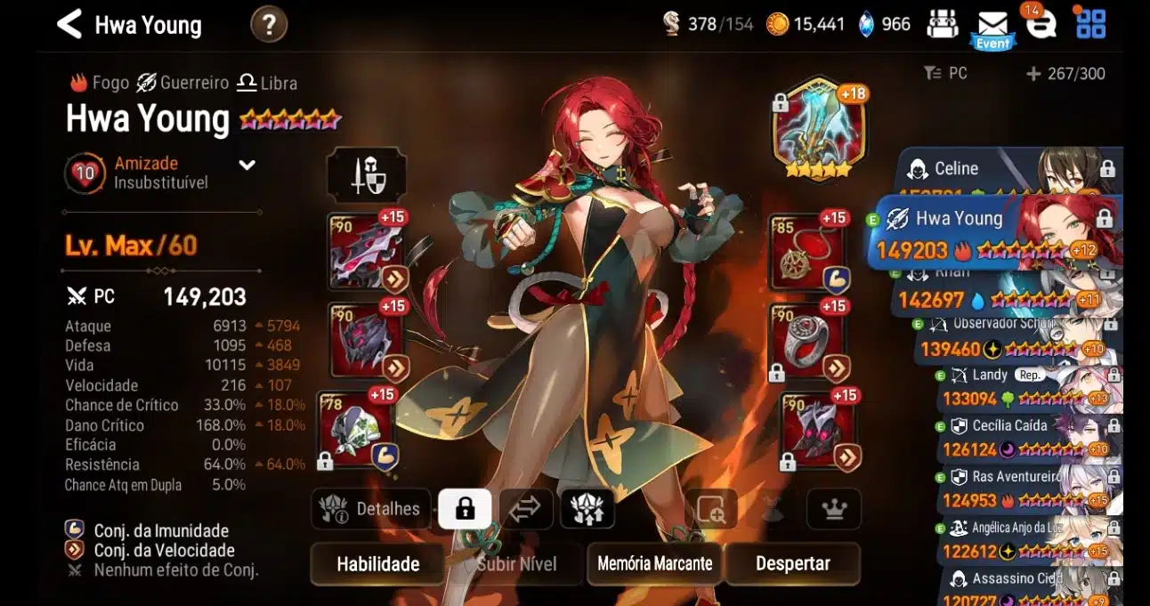 Imagem de Hwa Young, uma personagem de Fogo de E7.