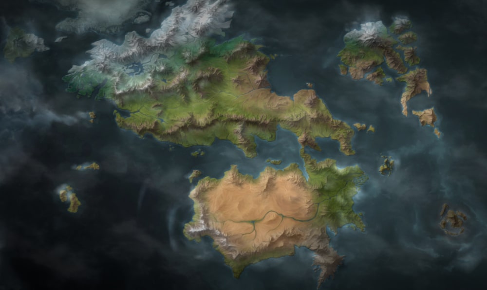 Mapa de Runeterra, universo em que se passa o League of Legends