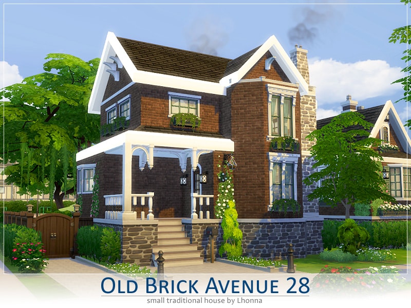 Imagem da cada "Old Brick Avenue 28", uma das 10 melhores ideias de casas para The Sims 4. (Divulga&ccedil;&atilde;o / Internet)