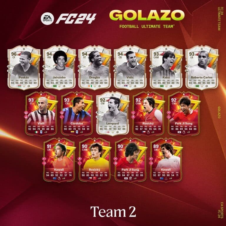 EA FC 24: Confira o elenco 2 da promoção Golazo no UT Jogadores da promoção Golazo 2 de EA SPORTS FC 24