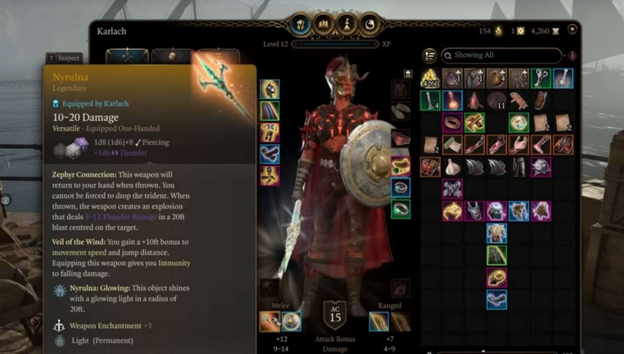 Nyrulna &eacute; um tridente lend&aacute;rio, perfeito para a build de arremesso em Baldur's Gate 3.