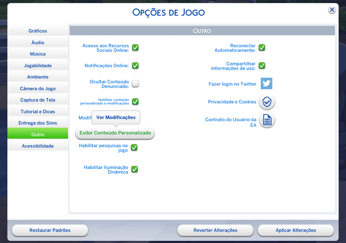 Foto tema: Como baixar mods para The Sims 4 e verificar os conte&uacute;dos baixados nas op&ccedil;&otilde;es de jogo. (Divulga&ccedil;&atilde;o / Internet)