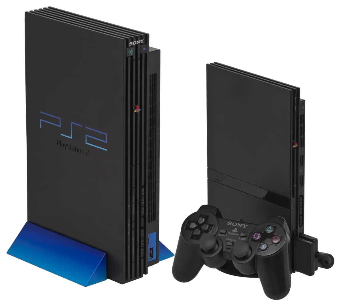Imagem das duas principais vers&otilde;es do PlayStation 2