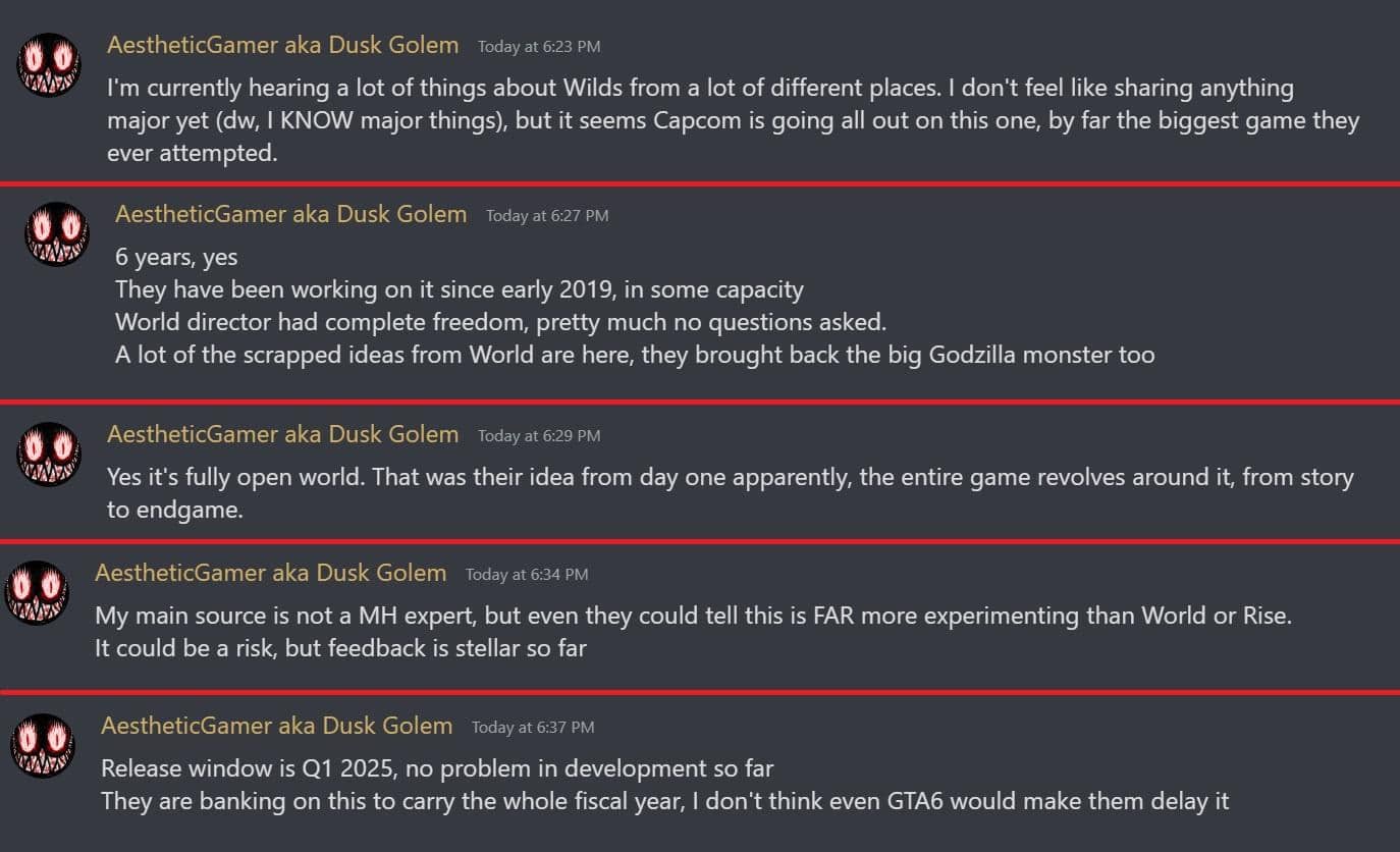 Print das mensagens de Aesthetic Games em seu Discord 