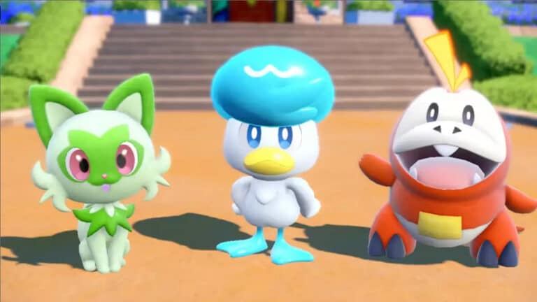 Imagem com os Pok&eacute;mon iniciais de Pok&eacute;mon Scarlet e Violet
