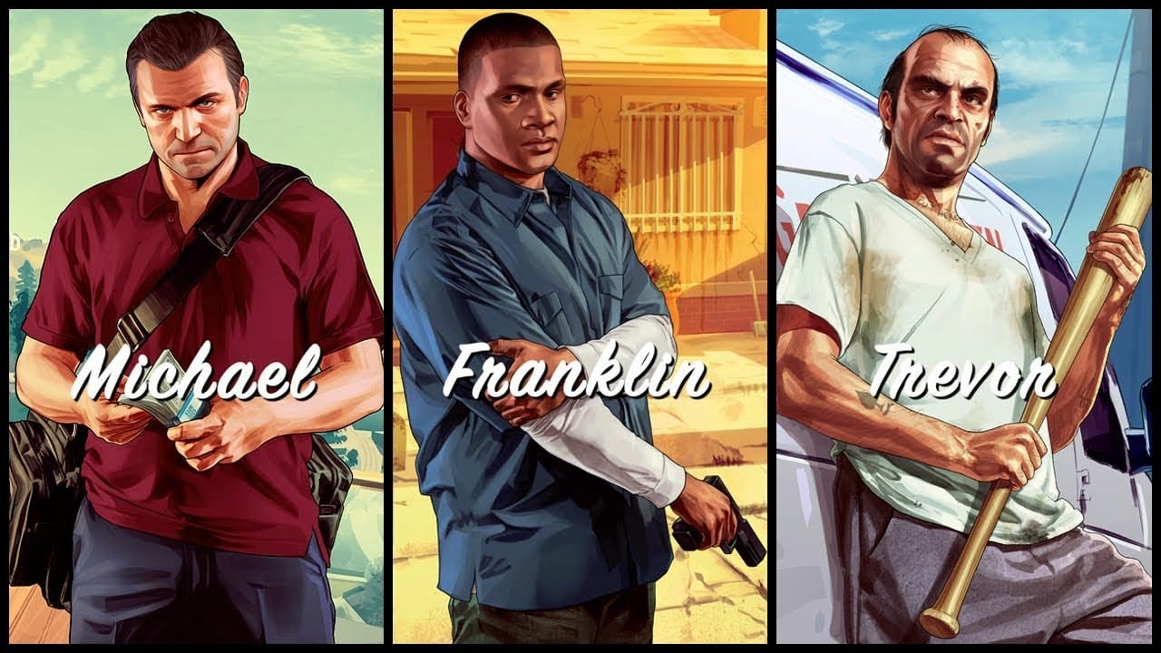 GTA 5 &eacute; composto por tr&ecirc;s protagonistas: Michael Townley, Franklin Clinton e Trevor Philips.