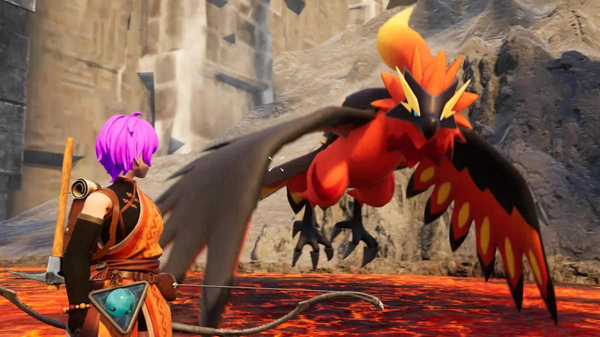 Foto da montaria Ragnkahawk, um dos Pals mont&aacute;veis que voam em Palworld.