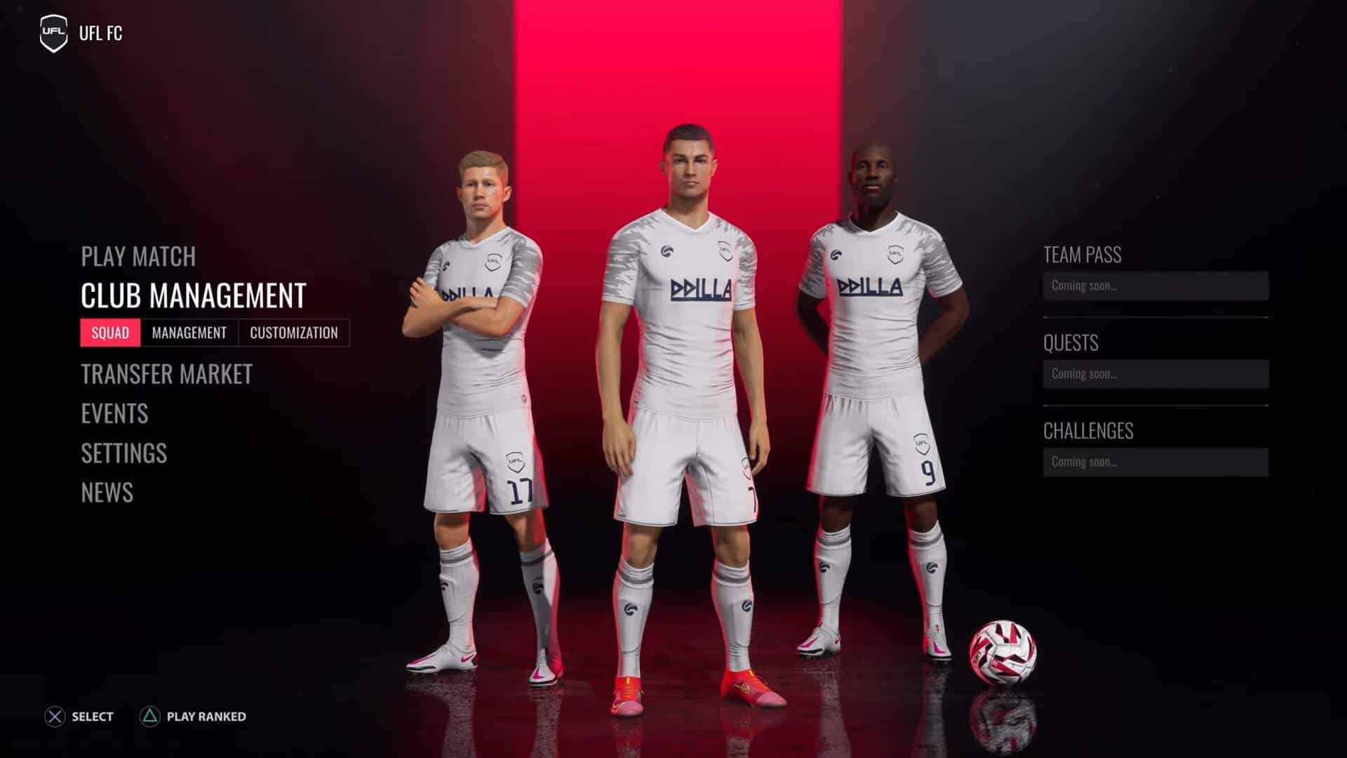 Imagem do menu de UFL, futuro concorrente de EA FC 24