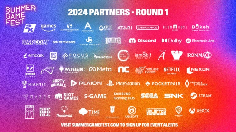Summer Game Fest 2024 terá mais de 55 companhias parceiras Banner com os principais parceiros do Summer Game Fest 2024