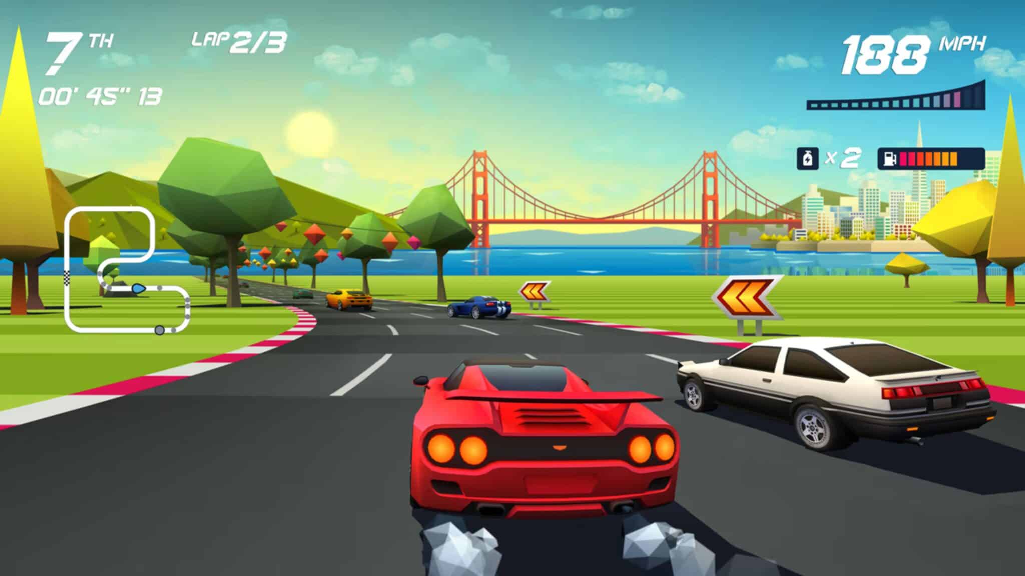 Horizon Chase &eacute; um jogo de corrida brasileiro que conquistou o mundo com suas refer&ecirc;ncias ao cl&aacute;ssico Top Gear.