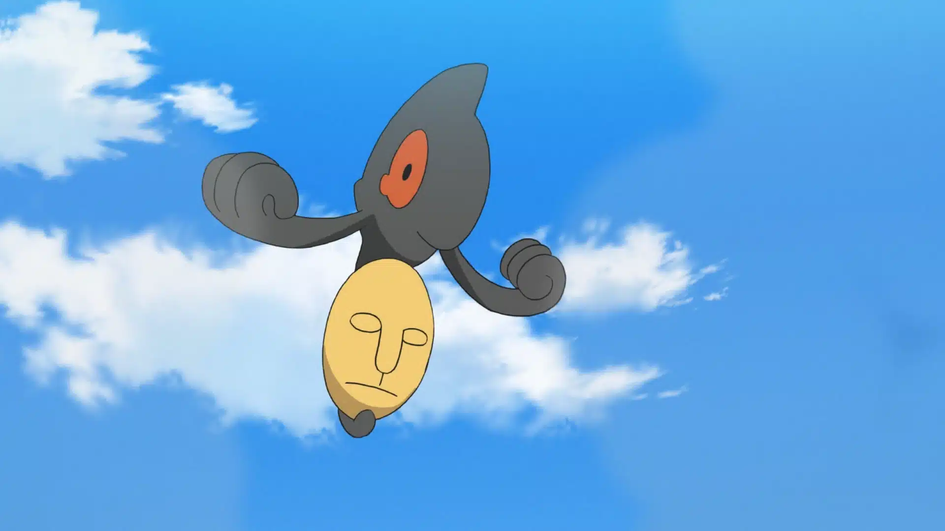 A m&aacute;scara vista na parte inferior de Yamask reflete &agrave; vida passada da criatura como um humano.