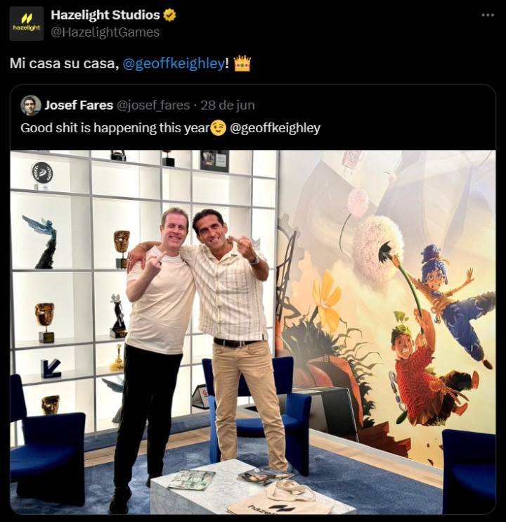 Screenshot da publica&ccedil;&atilde;o do Hazelight Studios no Twitter