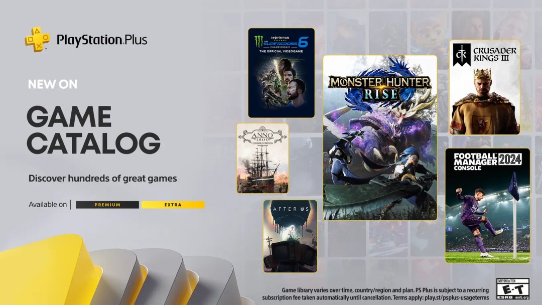 Imagem promocional do Cat&aacute;logo de Jogos de Junho de 2024 na PlayStation Plus Extra e Deluxe