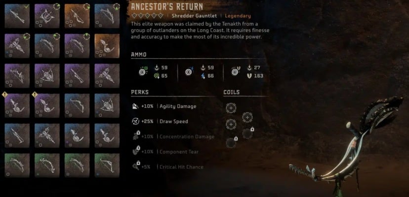 As 8 melhores armas de Horizon Forbidden West Apesar de sua alta dificuldade de jogabilidade, a manopla lendária Retorno do Ancestral é uma das melhores armas de Horizon Forbidden West.