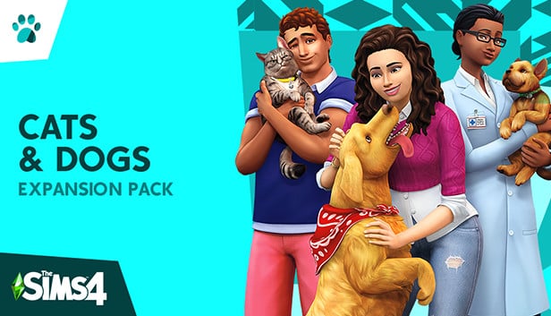 Imagem oficial do Pacote de Expans&atilde;o "C&atilde;es e Gatos" para The Sims 4.