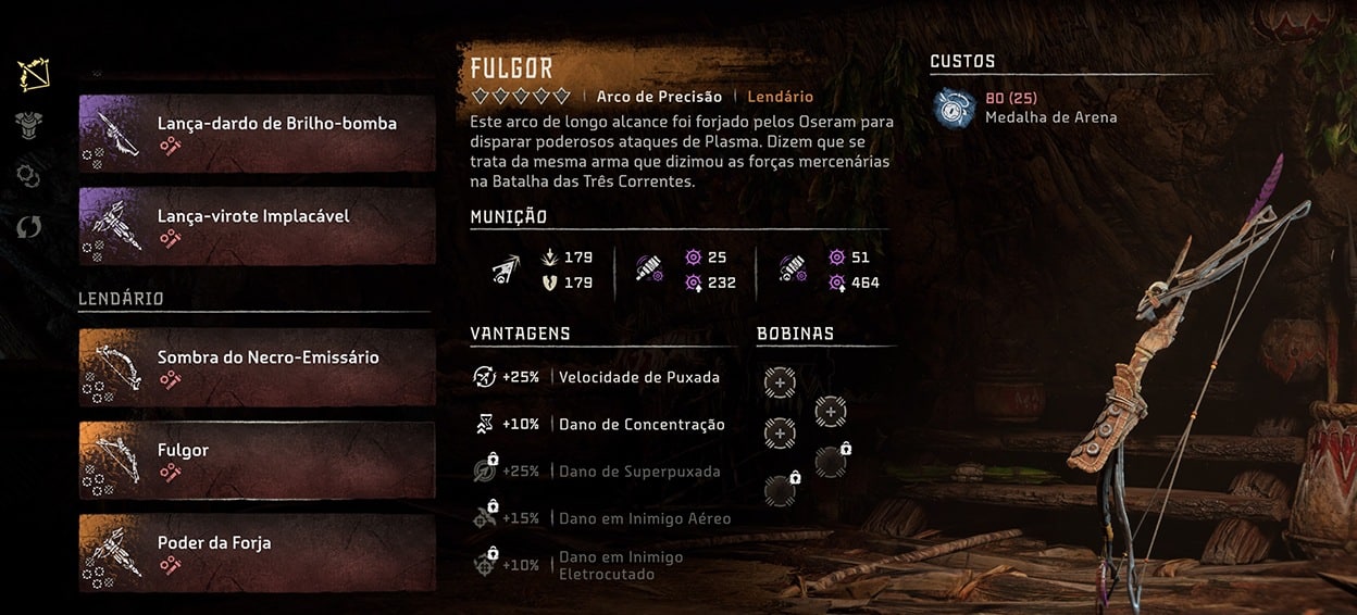 Fulgor &eacute; um dos arcos mais poderosos de Horizon Forbidden West quando equipado com flechas de plasma.