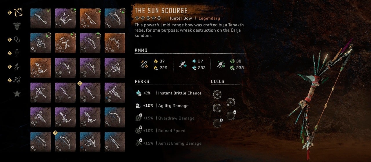 O Flagelo do Sol &eacute; o arco de ca&ccedil;ador mais poderoso de Horizon Forbidden West!