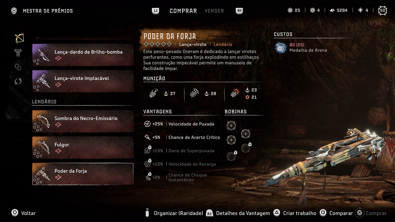O Poder da Forja &eacute; um lan&ccedil;a-virote lend&aacute;rio e uma das melhores armas de Horizon Forbidden West.
