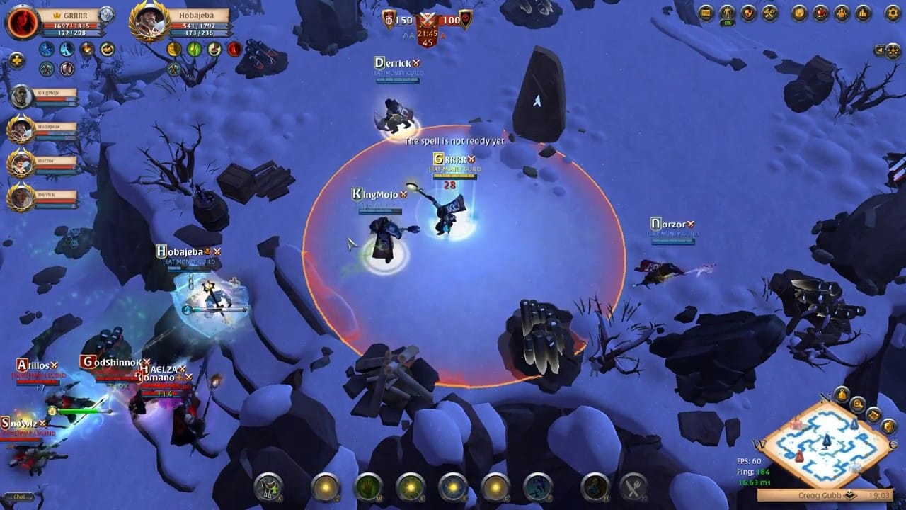 Imagem de uma guerra de guildas em Albion Online.